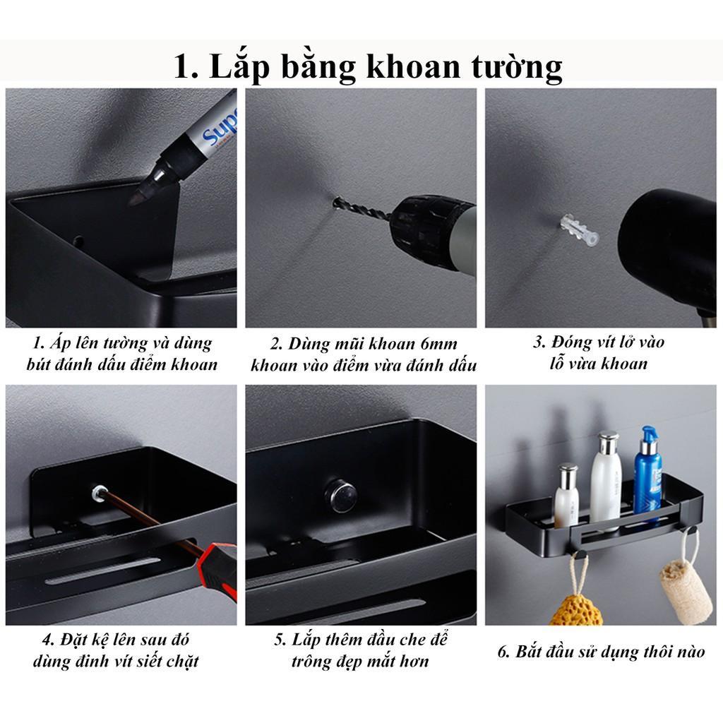 Kệ nhà tắm Kệ nhà bếp Inox 304 cao cấp AnShin chống gỉ sét - gắn tường bằng bắt vít hoặc dán keo