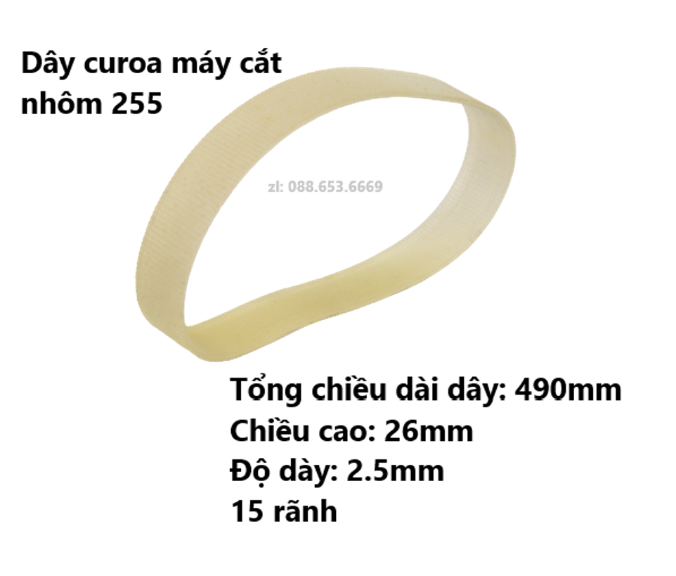 Dây curoa máy cắt nhôm 255 màu trắng