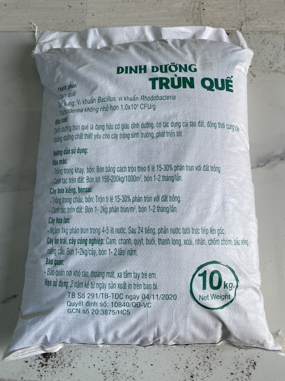 Phân trùn quế dạng bột bao 10 kg