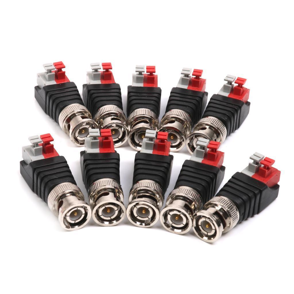 10pcs Coaxial CCTV Male BNC Video Balun Adapter Press Connectors