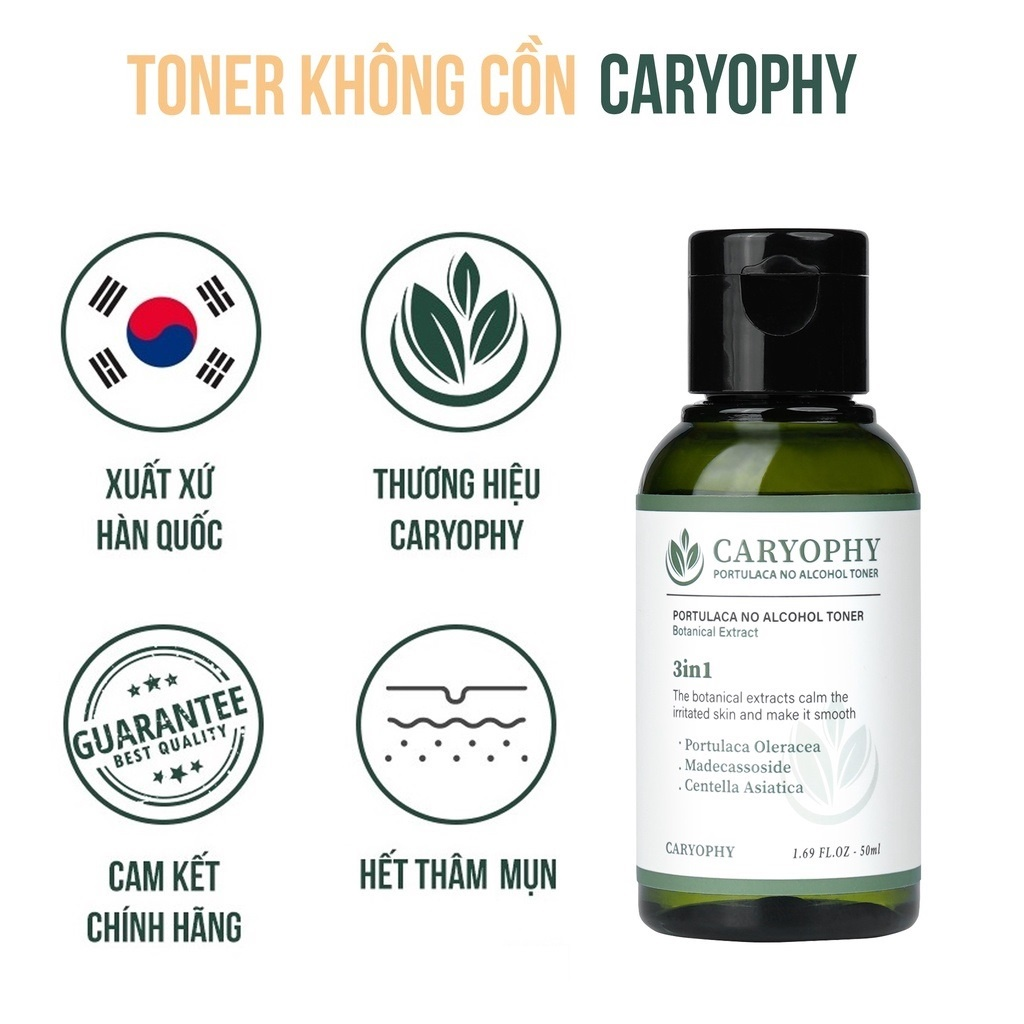 Nước Hoa Hồng Chiết Xuất Rau Má Ngừa Mụn Caryophy Portulaca Toner 50ml