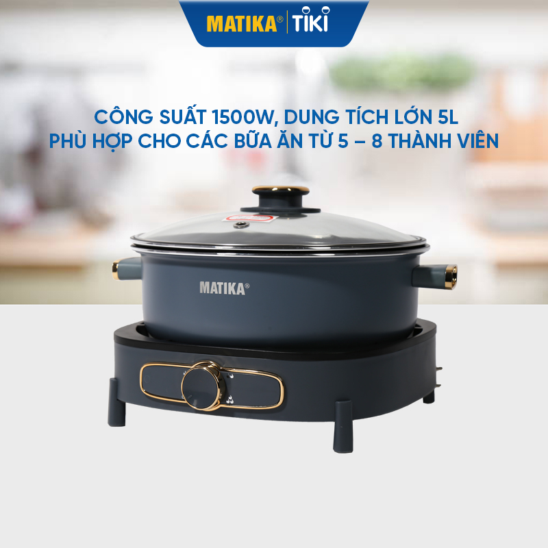 Nồi Lẩu Nướng Đa Năng 3in1 MATIKA MTK-9055 Dung Tích 5L - Hàng Chính Hãng