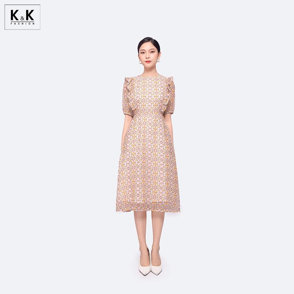 Đầm Chữ A Họa Tiết Nhiều Màu K&amp;K Fashion KK116-28 Chất Liệu Voan Si