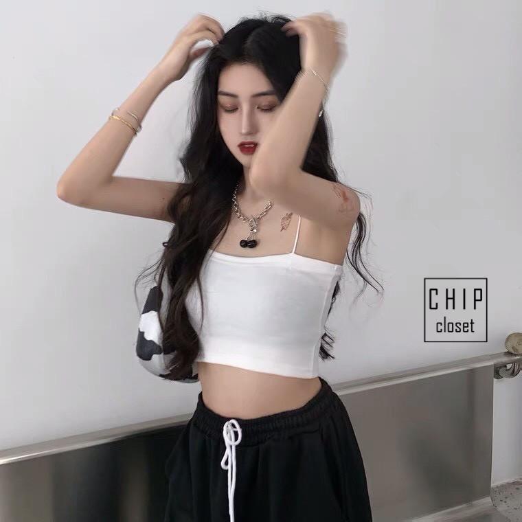 Áo 2 Dây Sợi Bún Thun Gân Siêu Đẹp Croptop Tăm Xinh Xắn HD001