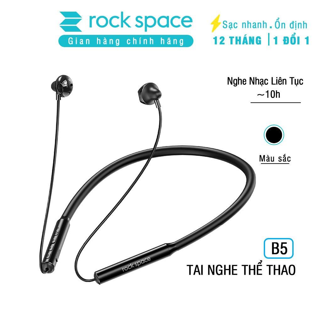 Tai nghe bluetooth không dây thể thao Rockspace B5 dành cho chạy bộ, tập GYM, thiết kế nhét tai, có micro, Pin 10 tiếng - Hàng chính hãng