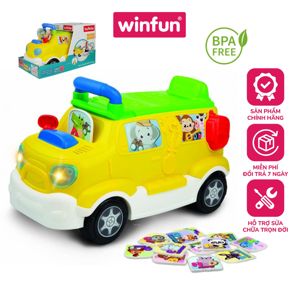 Xe tải chòi chân kiêm bộ sưu tập động vật hoang dã có nhạc Winfun 0864 - đồ chơi vận động và giáo dục sớm