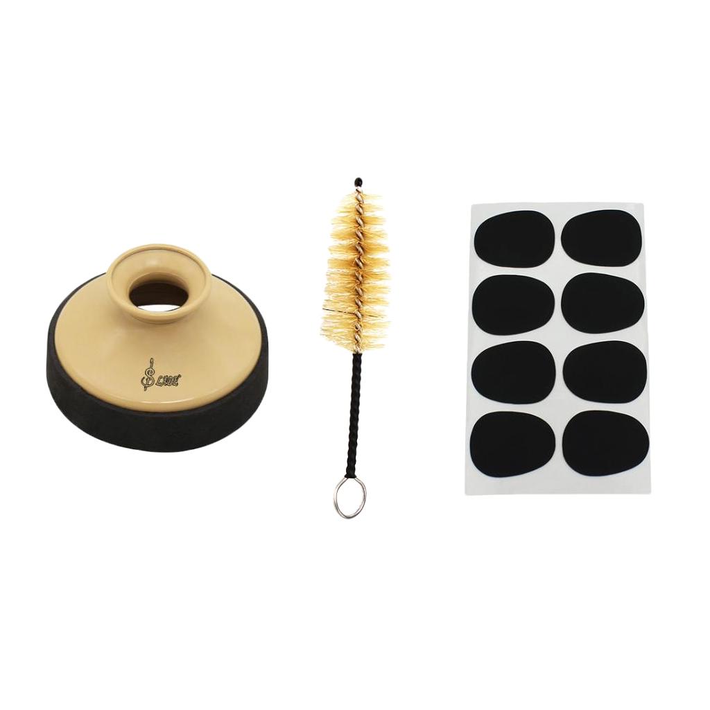 Sunnimix Alto Saxphone Sax Tắt Tiếng Ống Hãm Thanh Kẹp Miệng Miếng Dán Miếng Lót Cơ Quan Ngôn Luận Bàn Chải