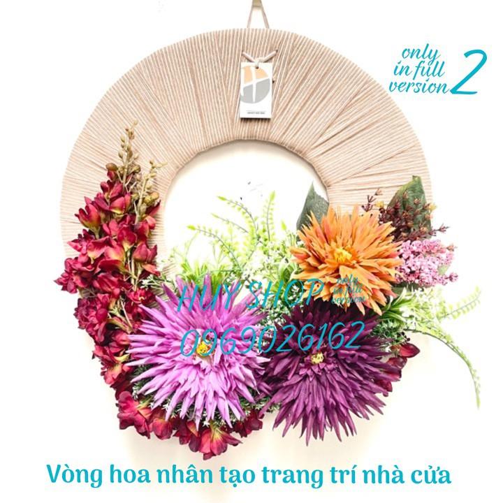 VÒNG HOA NHÂN TẠO TRANG TRÍ TREO TƯỜNG 40CM 01-06