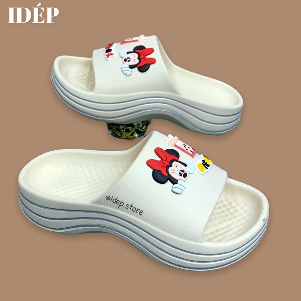 Dép bánh mì Trà sữa Gấu đế độn 5cm siêu nhẹ DL238 - Dép cross nữ Baya quai ngang chất EVA iDÉP