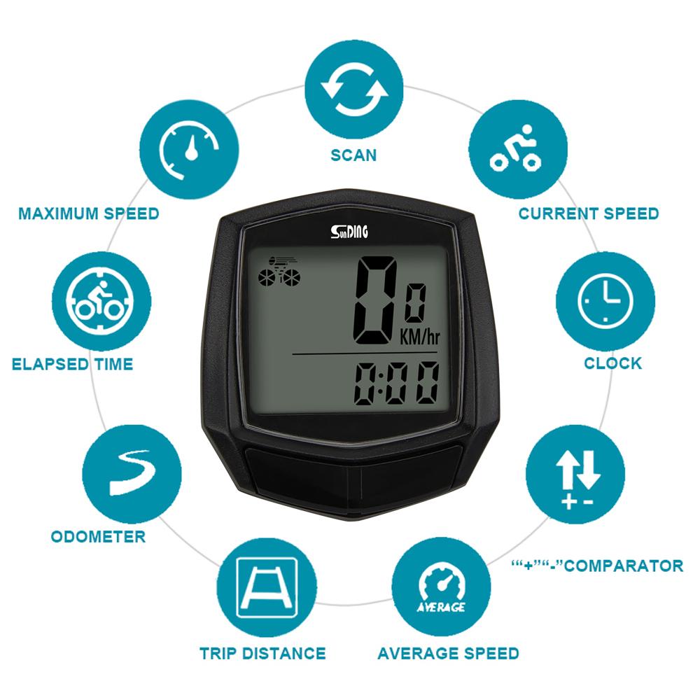 Đồng hồ đếm thời gian không dây màn hình LCD Screen Bicycle Computer