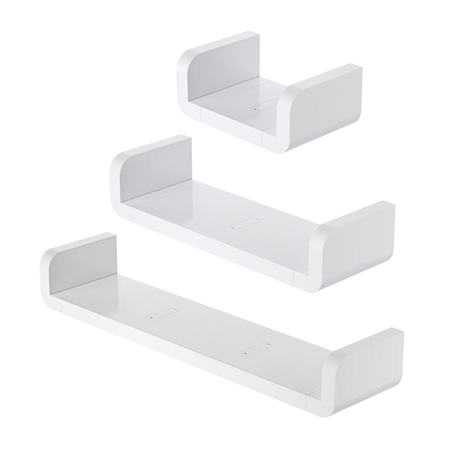 3Pcs Floating Wall Shelves White Bathroom Display and Organizers