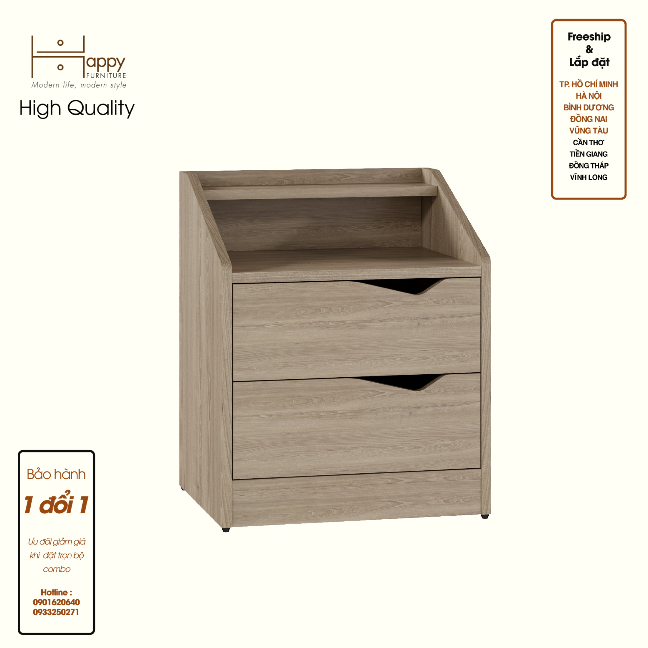 [Happy Home Furniture] WINNI, Táp đầu giường 2 ngăn kéo , 46cm x 40cm x 56cm ( DxRxC), THK_138