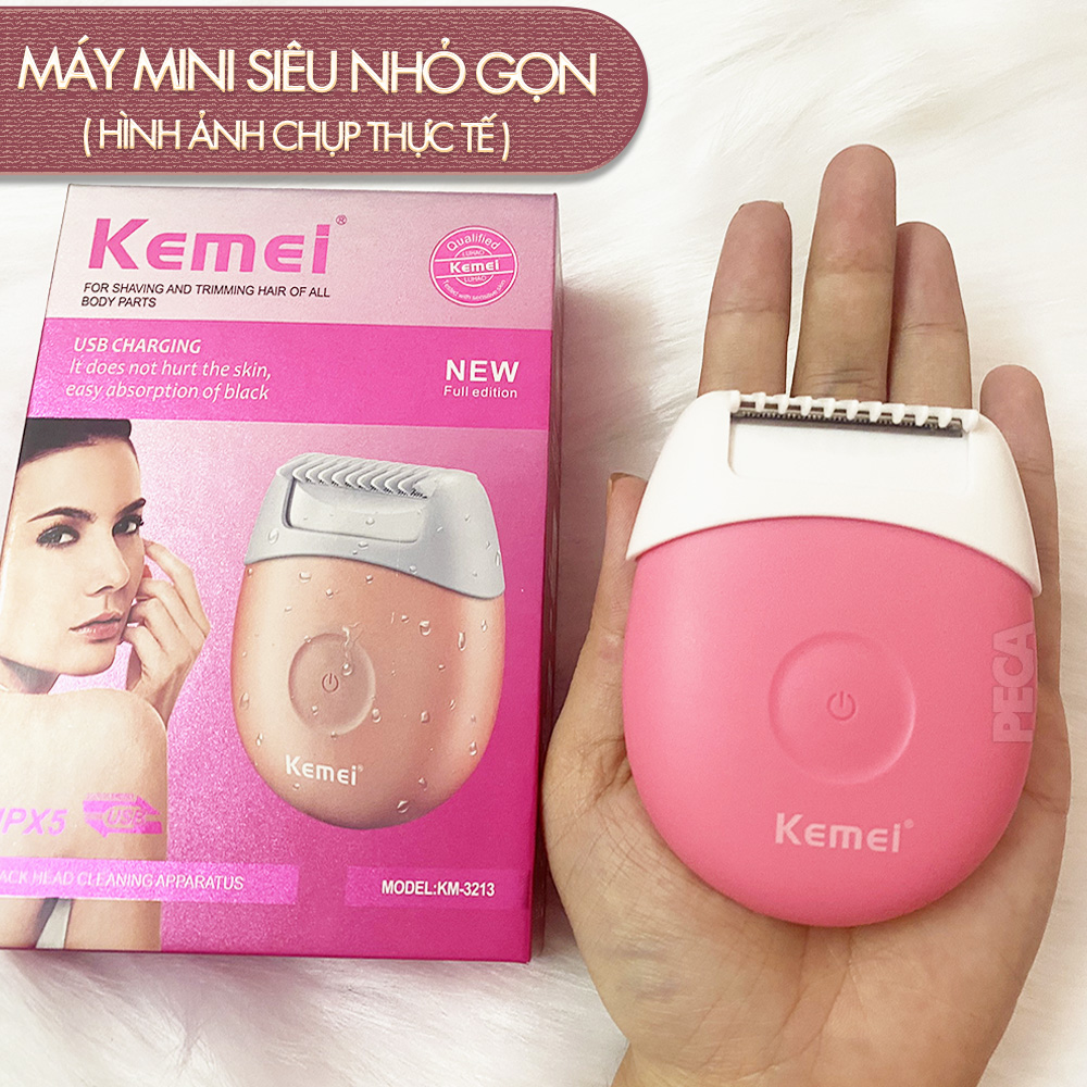 Máy cạo lông mini Kemei KM-3213 chống thấm nước sử dụng cạo lông toàn thân, mặt, tay, chân, bikini