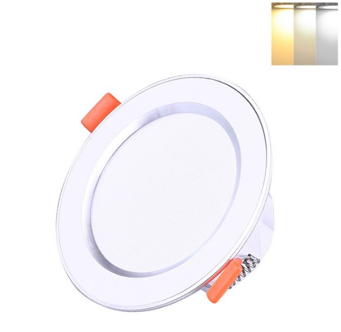 Đèn Led âm trần đổi màu 3w viền vàng, viền bạc, đèn mắt trâu, đèn phòng ngủ, đèn trang trí hàng chính hãng