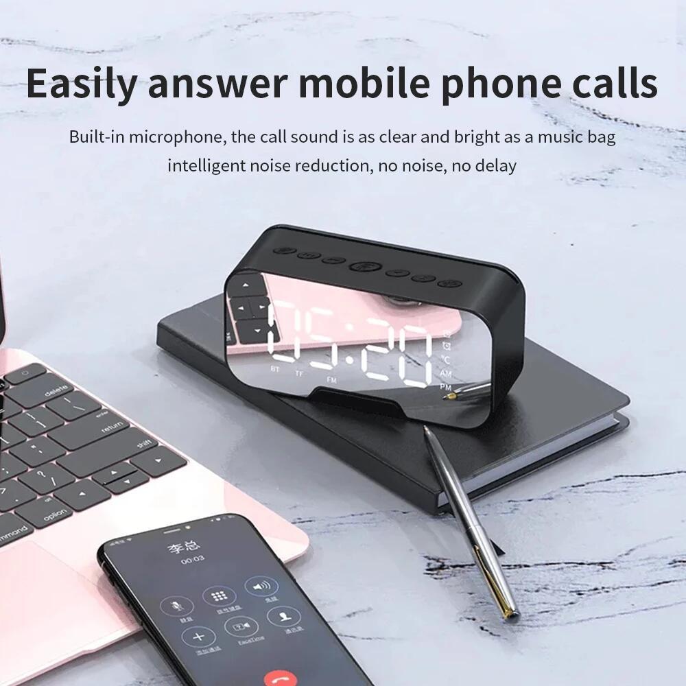 Loa bluetooth Không Dây Tích Hợp Đồng Hồ Báo Thức Có Chức Năng Nghe Gọi Và Phụ Kiện