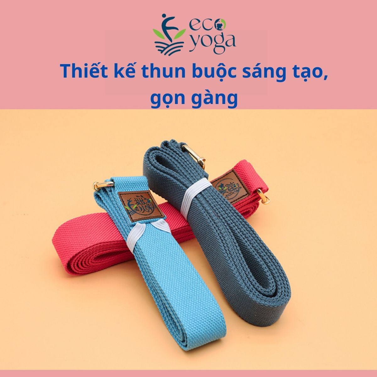 Dây Đai Tập Yoga Cotton Dài 2.5m khuyên vuông, Bản 3.8cm, Dày 2mm, hàng xuất khẩu chất liệu tự nhiên Nhiều Màu Lựa Chọn