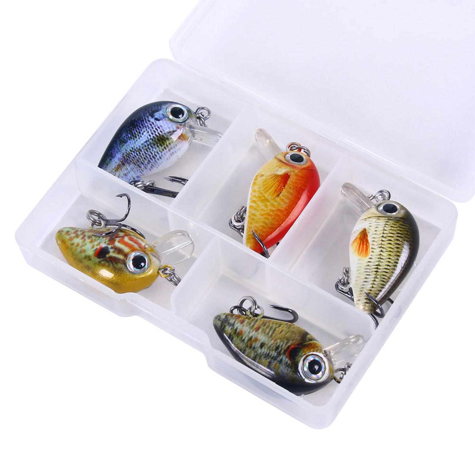 5Pcs Mini Crankbait Fishing Lures  Lures 1.5G with Box Lifelike Artificial Fishing  Swimbait for Walleye Perch Redfish Bass Boat