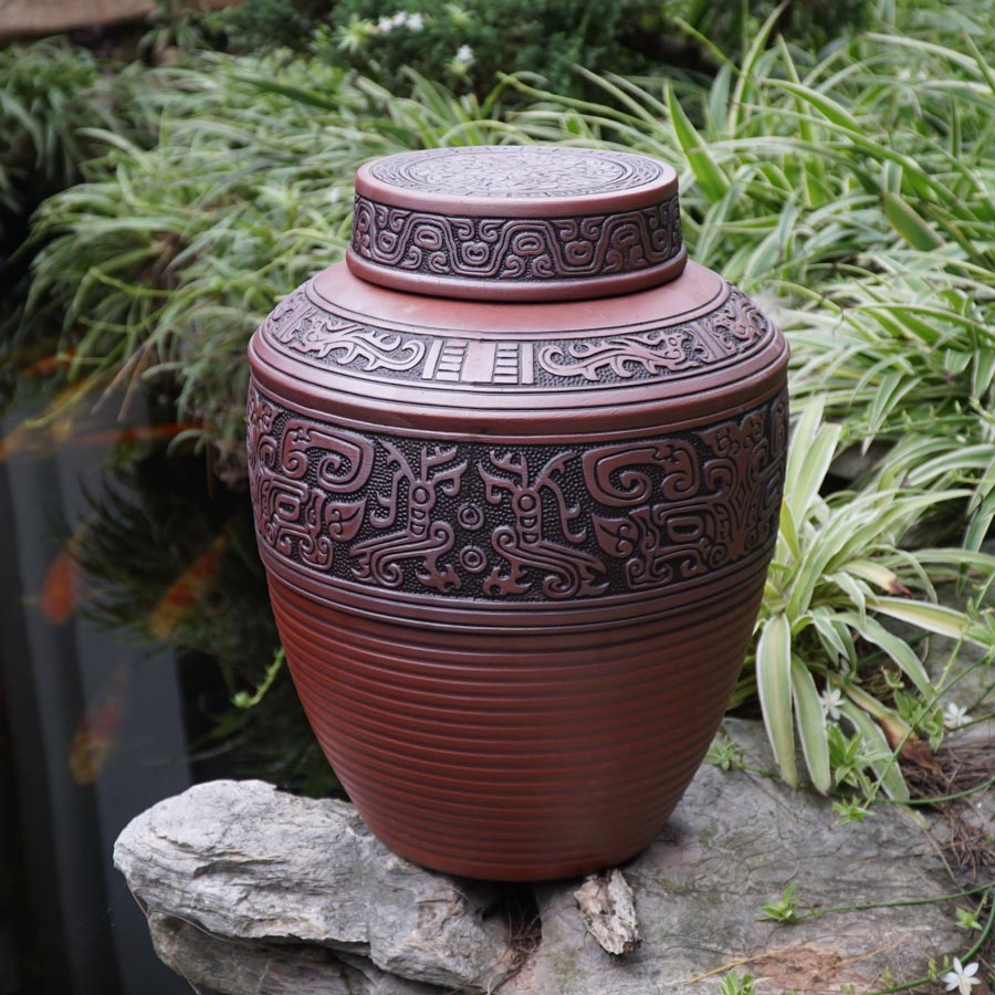 Chum sành ngâm rượu đắp nổi hoa văn cổ 10L gốm sứ Bát Tràng (bình rượu, bình ngâm rượu, chum ngâm rượu) | Tiki