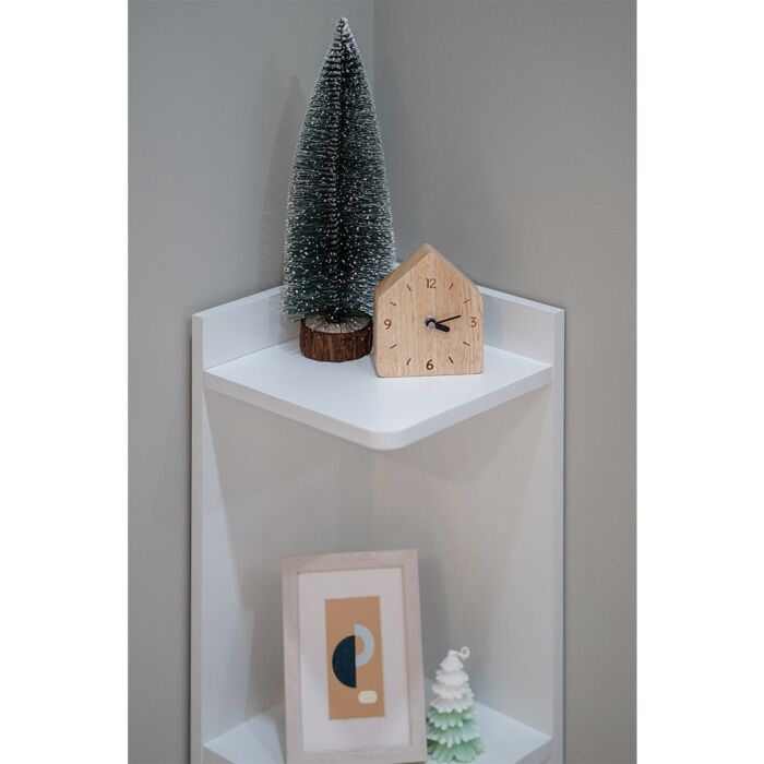 SB Furniture, Looms, Claire Corner Shelf, White Color, W25xD25xH113 cm.