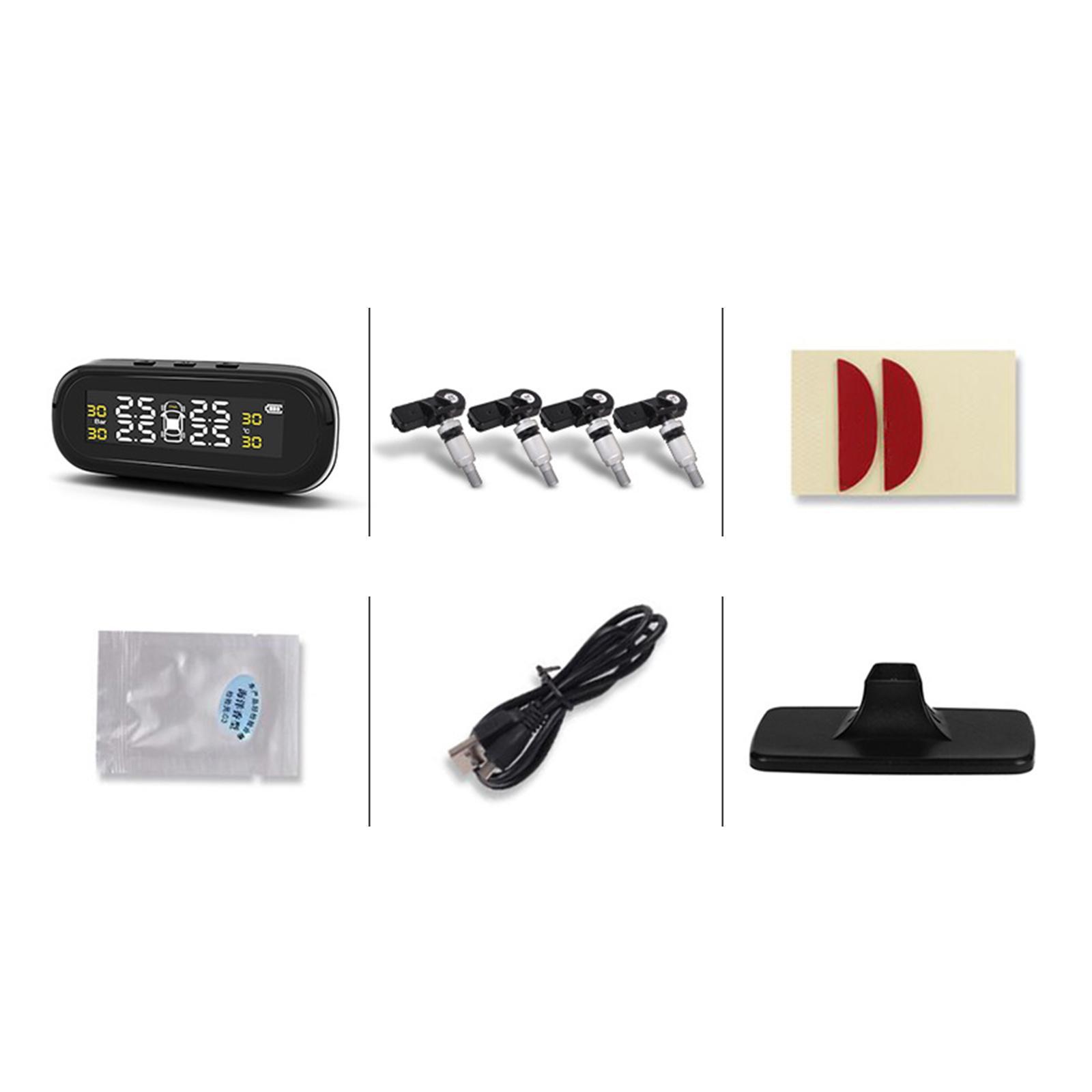 Tire Pressure Monitoring System Solar Wireless USB Auto Pressure Gauge