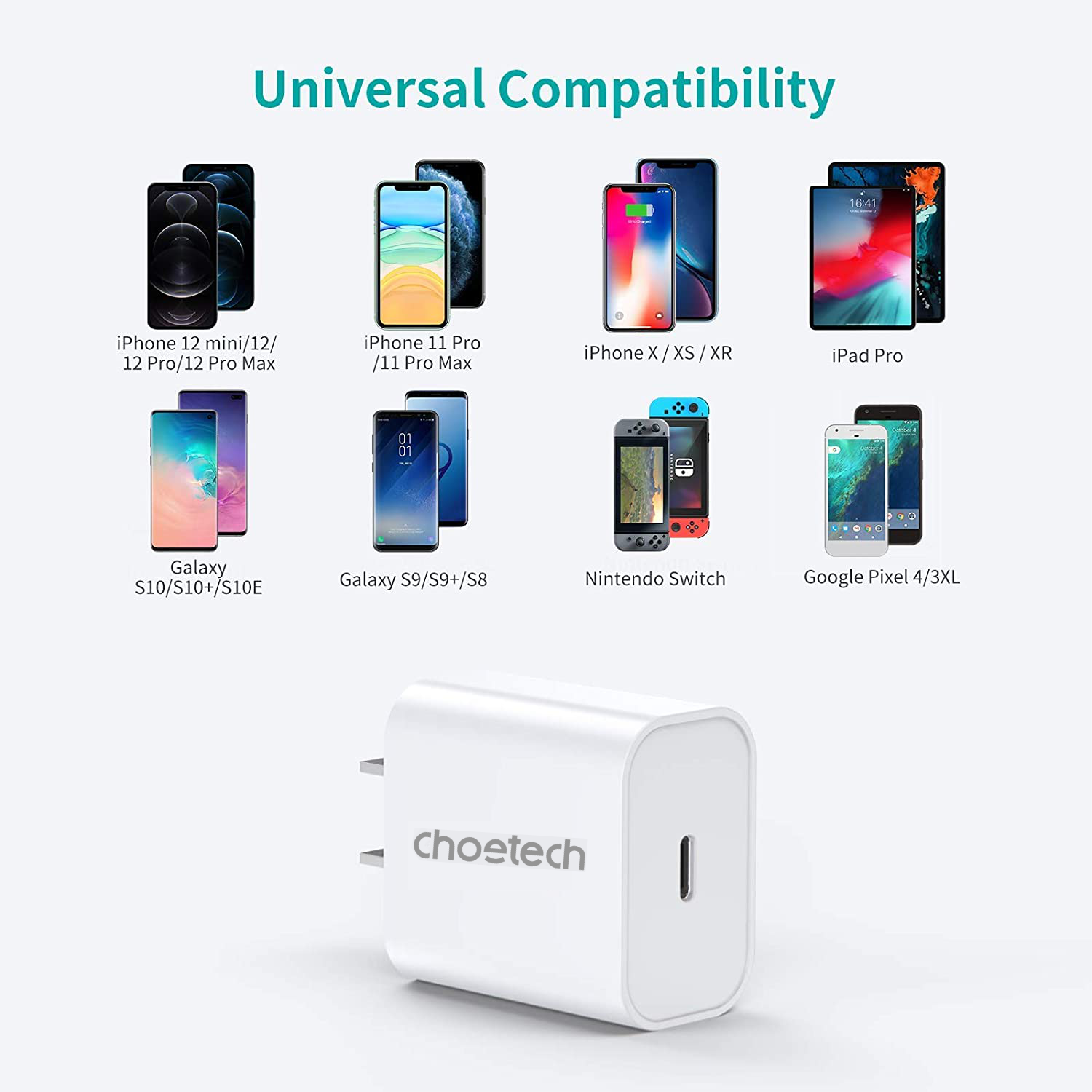Adapter Củ Sạc CHOETECH PD5005 PD 20W Chuyên Sạc Nhanh iPhone, iPad - Hàng Chính Hãng