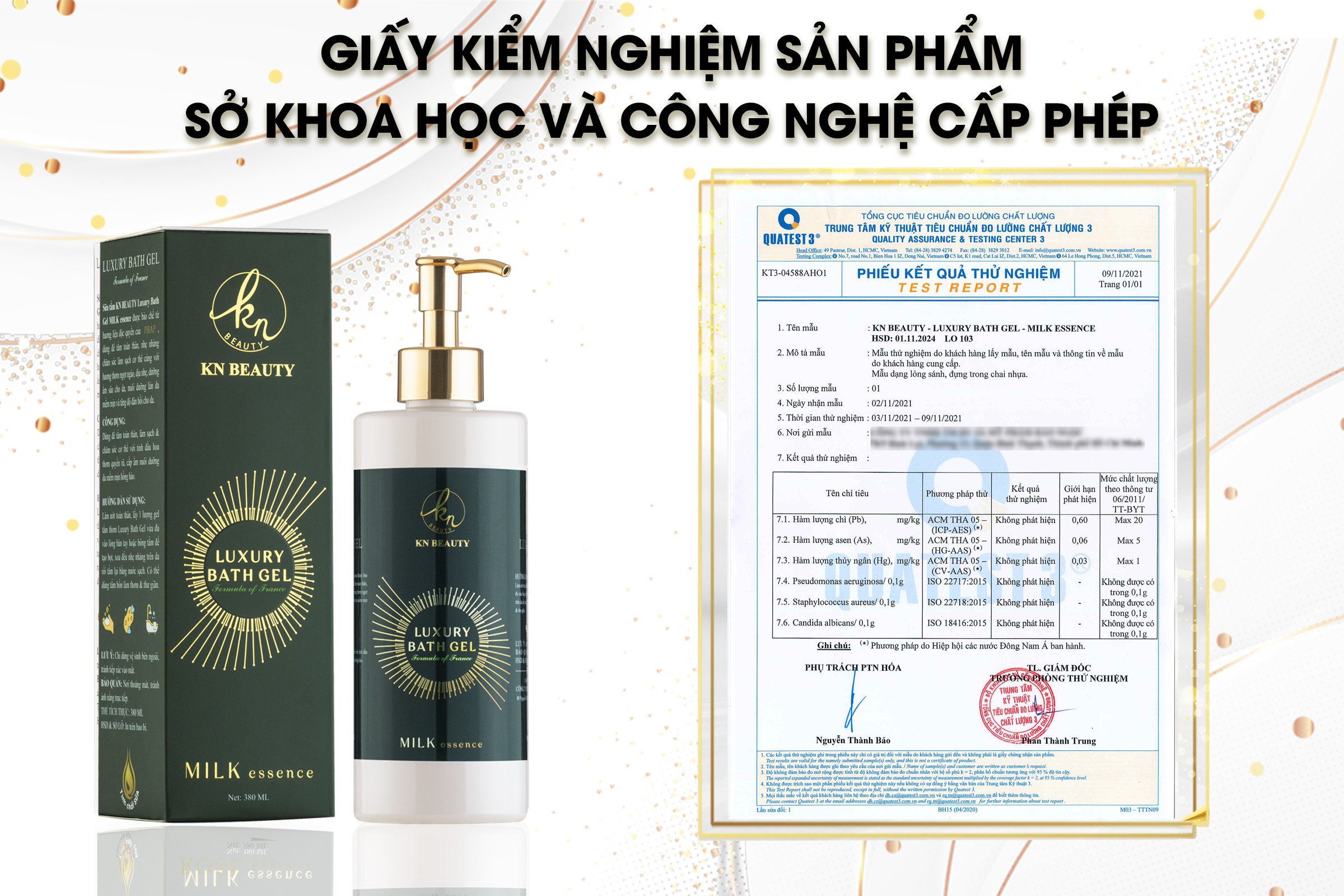 Sữa tắm tinh chất Sữa &amp; Dầu Ô liu KN Beauty – Luxury Bath Gel MILK essence 380ml tặng nước hoa cao cấp Kn Beauty