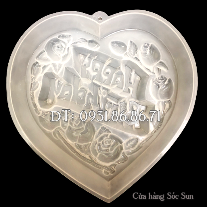 Khuôn rau câu sinh nhật Happy Birthday hoa hồng loại 20 cm - Mã số 1091
