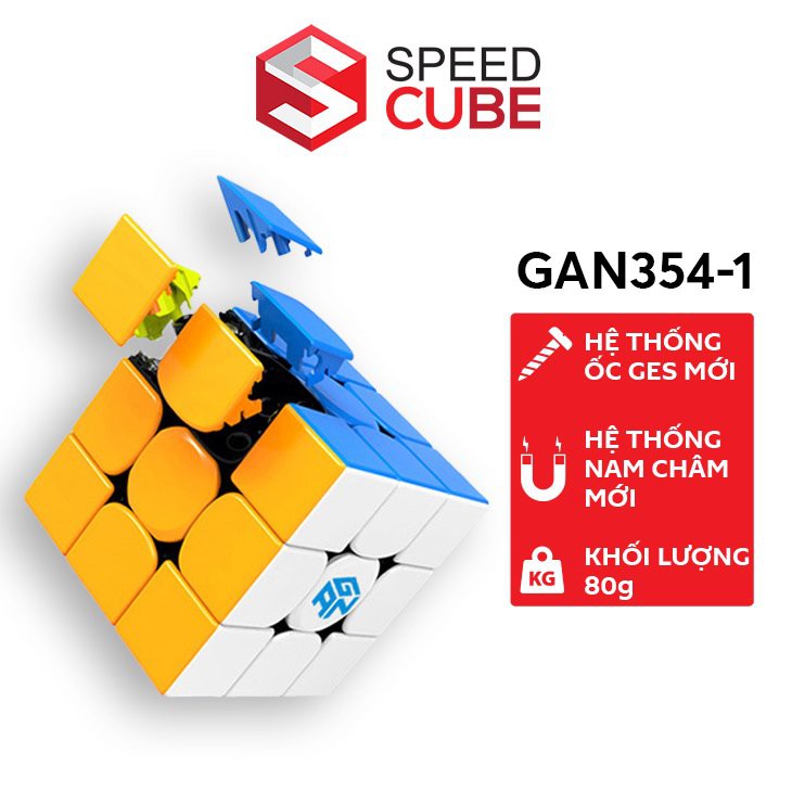 Rubik 3x3 GAN 354M V2 Stickerless Có Nam Châm Sử Dụng Core Nhựa Numerica