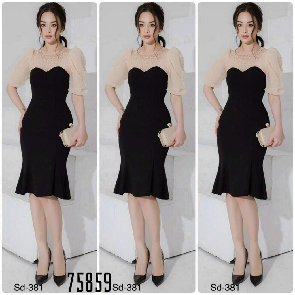 Đầm váy nữ ôm body dự tiệc dạo phố đêm đỏ đen gợi cảm