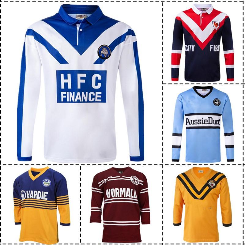 Áo bóng bầu dục cổ điển Parramatta Cá chình Sydney Gà trống Tây Hổ Nam tính Đại bàng biển Bulldogs Cá mập Cronulla Kích thước: S-5XL Color: 1976 Roosters Size: M
