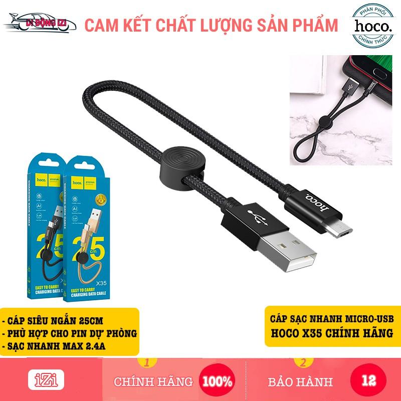 Cáp Sạc Nhanh Micro-USB Hoco X35 Ngắn 25CM - Cho Android, Samsung, Xiaomi, Oppo