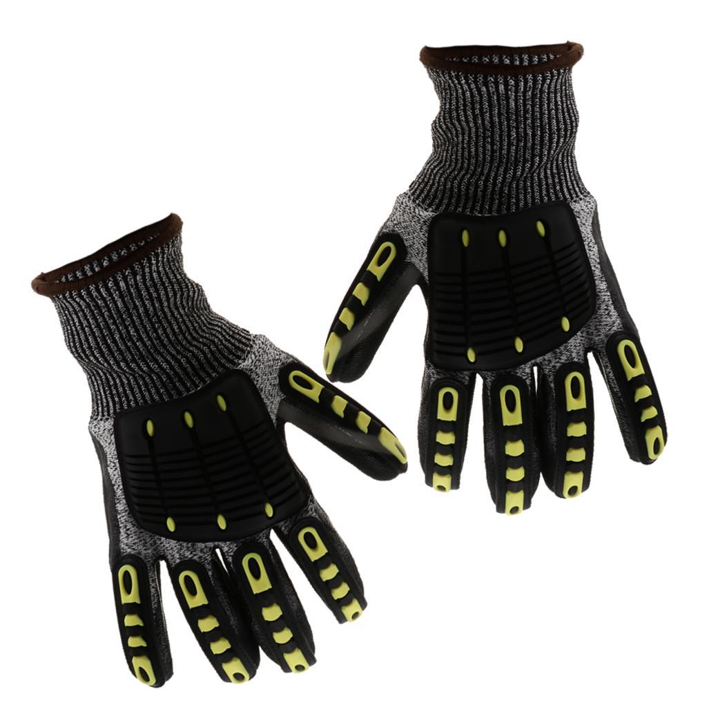 2 Pairs Cut Resistant Work Gloves Dissipates Impact Force and PU Coating Increases Slip Resistance