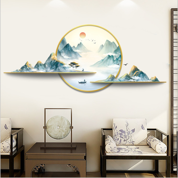 Decal dán tường tranh phong cảnh Sông núi 3D trang trí nhà cửa siêu đẹp, sáng tạo, sang trọng DKN147 (56 x 133 cm)