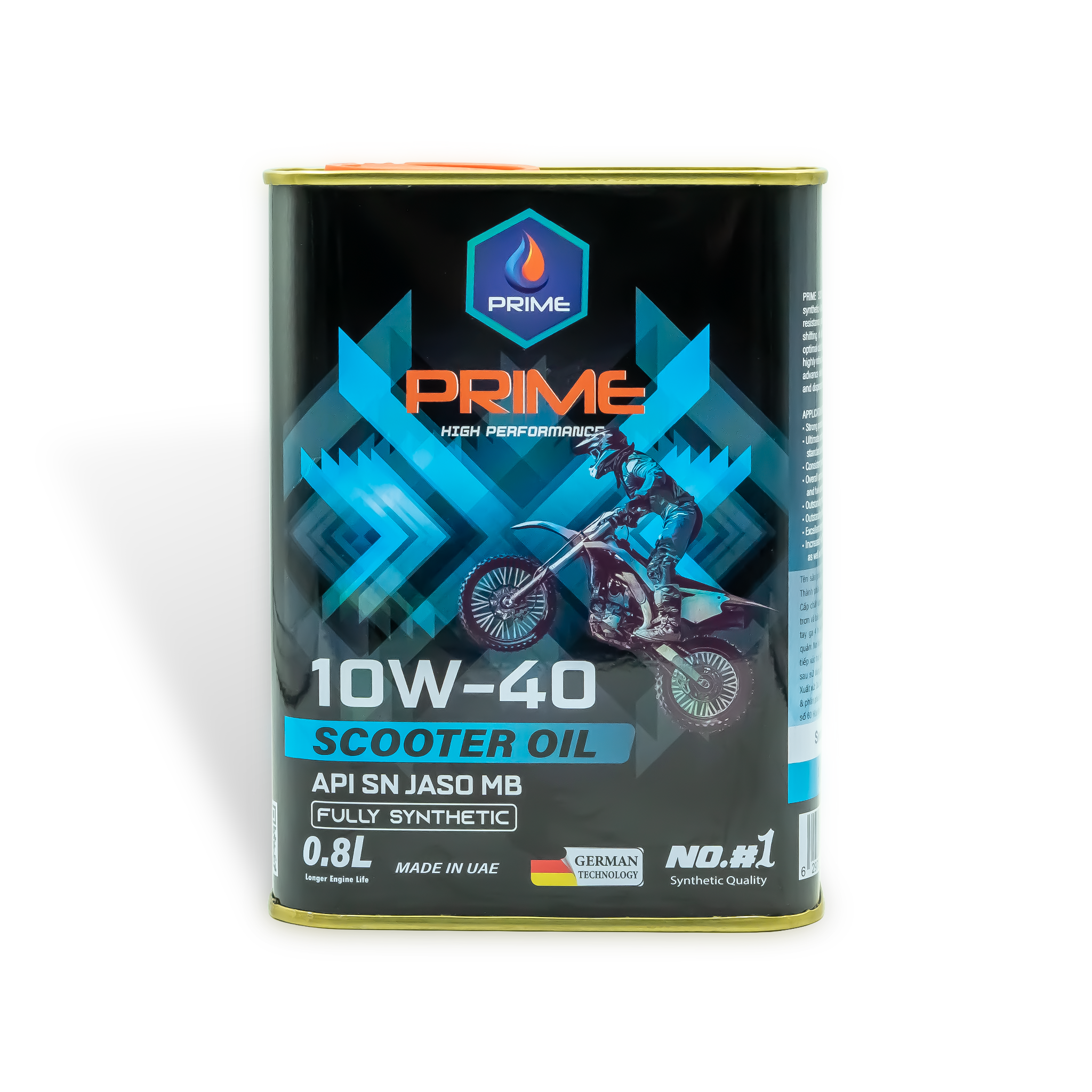 Dầu Nhớt Xe Tay Ga PRIME 800ml Tổng Hợp Toàn Phần SAE 10W40, API SN, JASO MB, Nhập Khẩu Chính Hãng Cho AB 125, Lead, Click