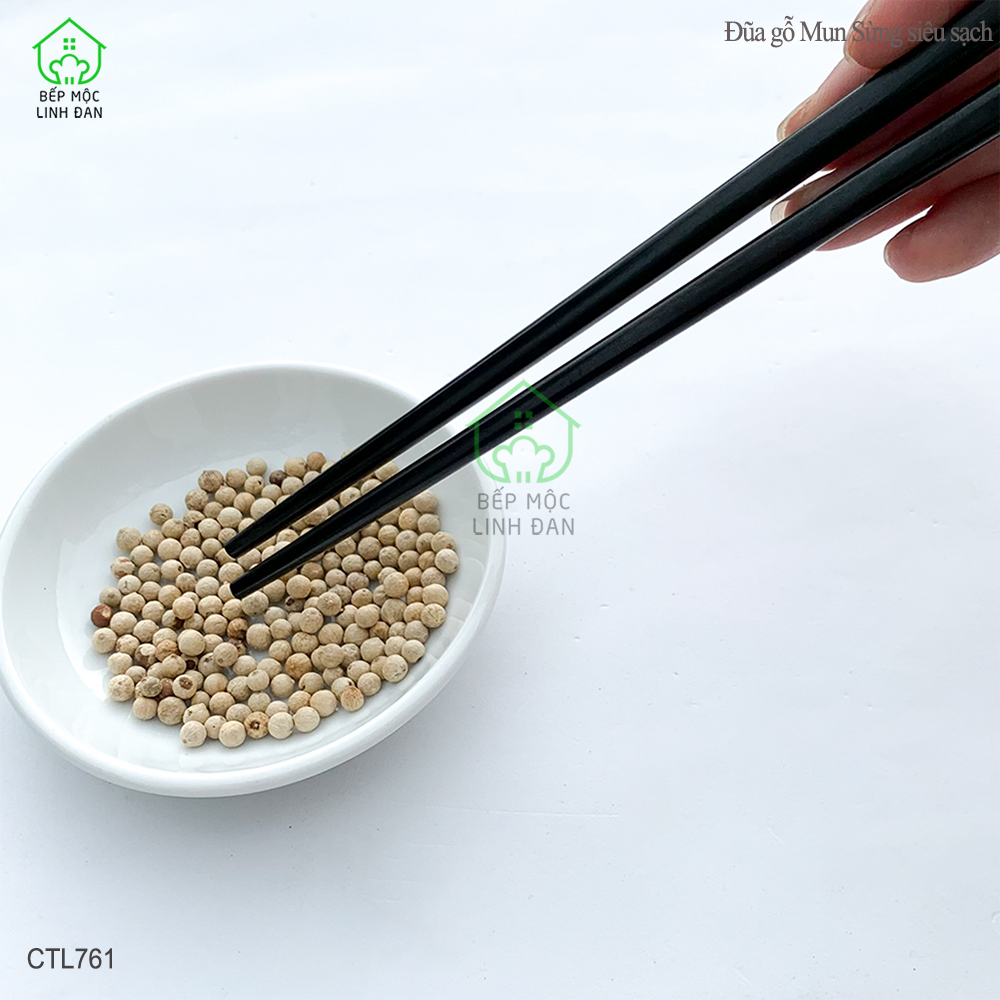 (5 Đôi) Đũa Nhật gỗ Mun Sừng Tự Nhiên Cao Cấp HAHANCO [CTL761-5] Đầu Gắp Thon Nhỏ