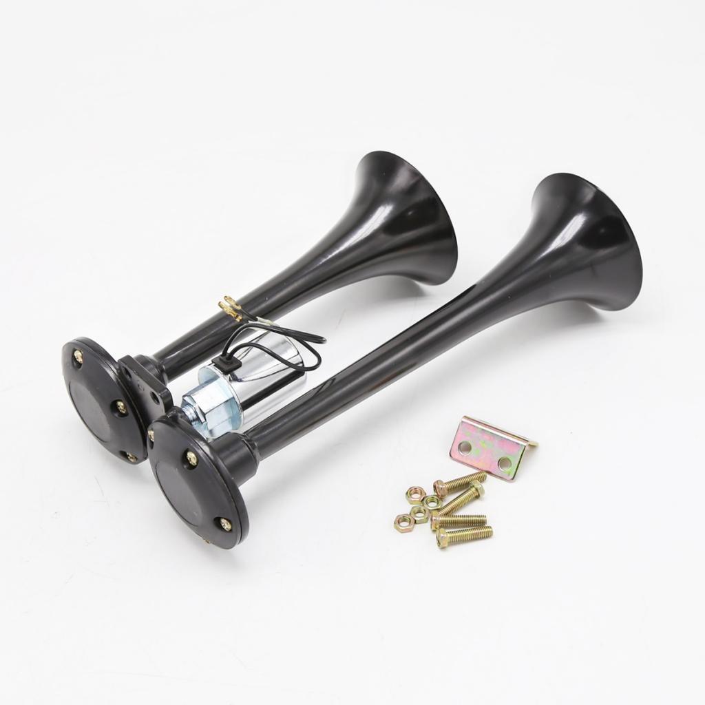 150dB Dual Trumpet LOUD Train Air Four  Kit 12V-24V Electric Solenoid