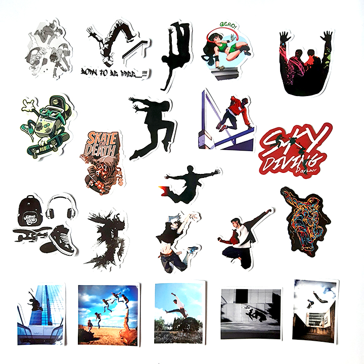 Bộ Sticker dán cao cấp chủ đề PARKOUR - Dùng dán Xe, dán mũ bảo hiểm, dán Laptop