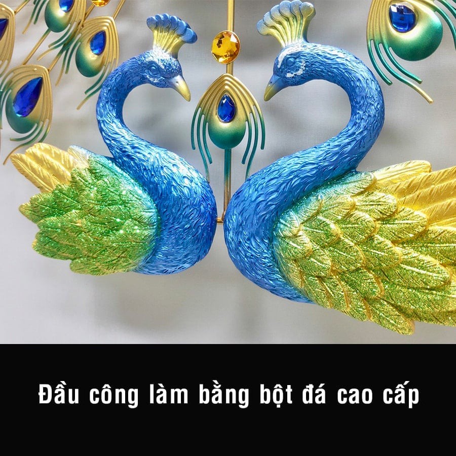 Đồng Hồ Treo Tường Hai Con Chim Công Khổng Tước Kim Trôi DTN006 Nghệ Thuật Cao Cấp Shouse hiện đại 3D kích cỡ lớn đẹp treo phòng khách