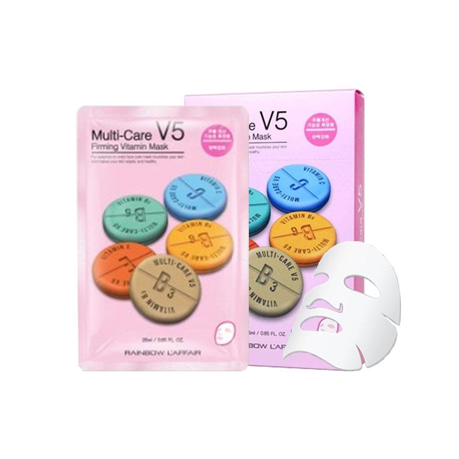 Hộp 10 mặt nạ chống lão hóa - ngừa mụn - săn chắc da Rainbow L'affair Multi-Care V5 Firming Vitamin 250ml