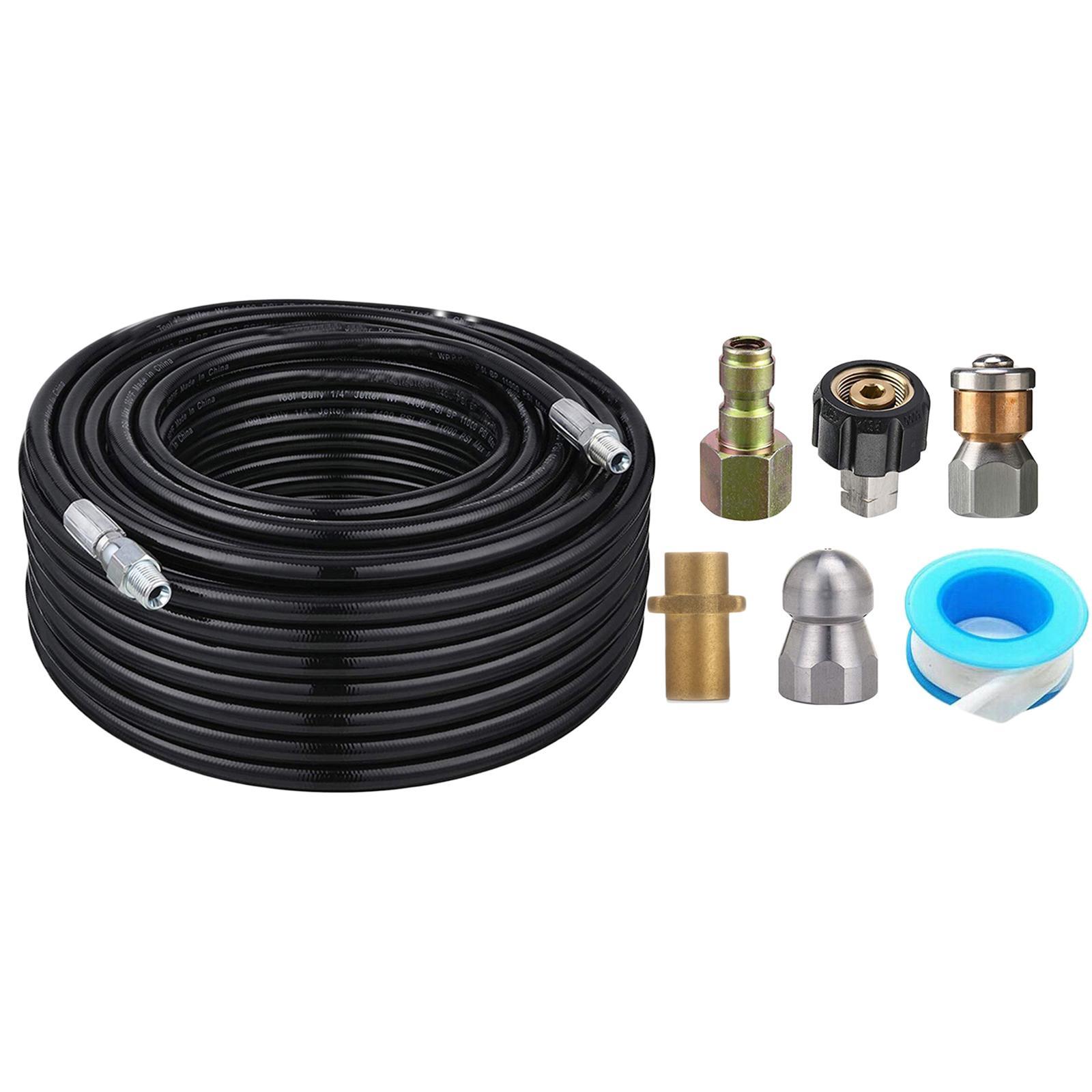 PRESSURE WASHER DRAIN SEWER PIPE CLEANING FLUSH JETTING HOSE NOZZLE