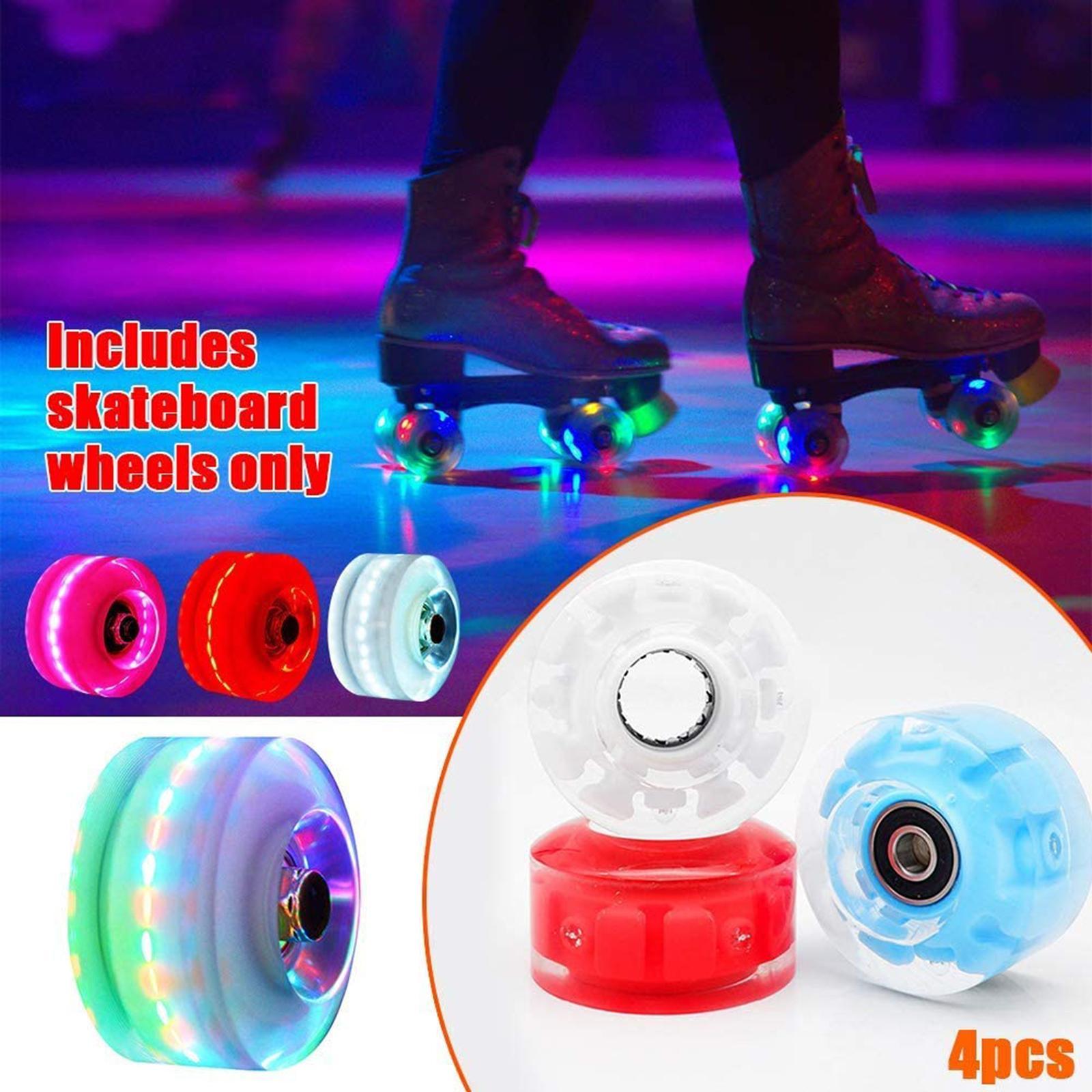4pcs Roller Skate Wheels Light Flash for Double Row Skating Blue