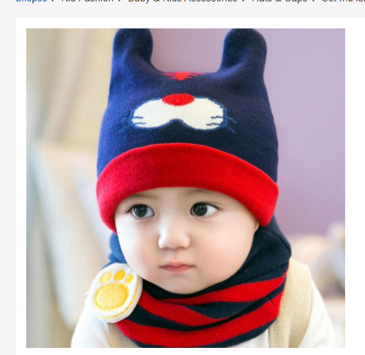 Set mũ len liền khăn  mẫu Tiger có tai cho bé trai bé gái
