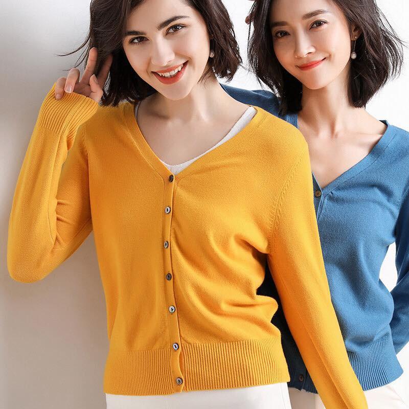 Áo Cardigan Len Mỏng Xuất Nhật Nhiều Màu