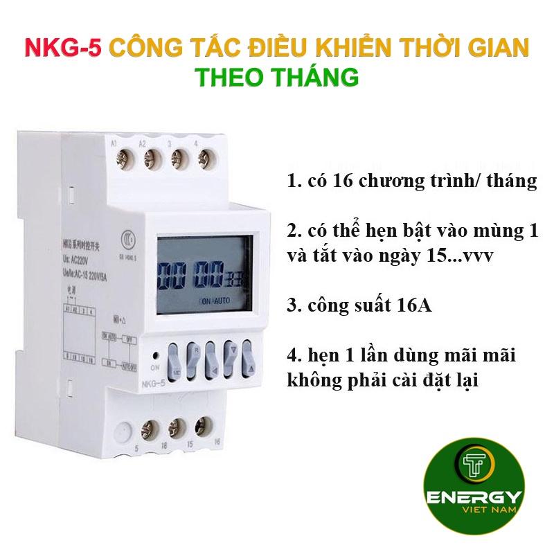 NKG-5 Công Tắc Điều Khiển Bật / Tắt Thời Gian Theo Tháng - NKG-5 Timer Tháng - Thiết Bị Điện ENERGY