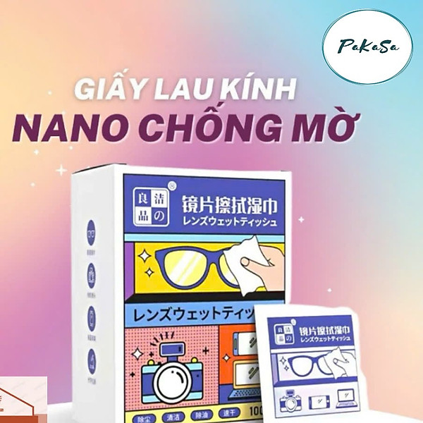 Combo 100 Khăn Lau Mắt Kính Nano- Miếng Giấy Lau Kính Chống Bám Hơi Nước, Lau Sạch Vân Tay Bụi Bẩn- Chính Hãng