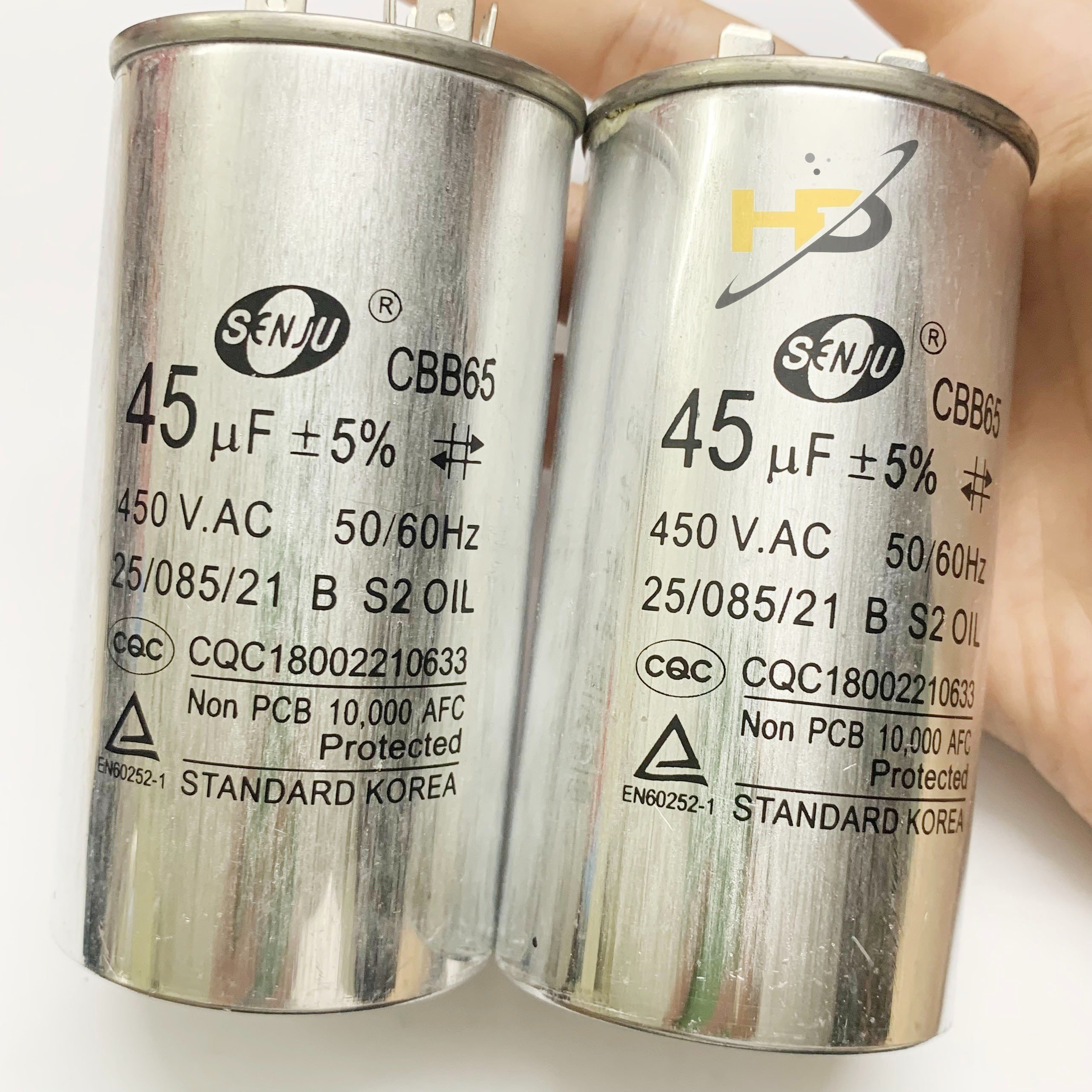 Tụ Đề, Tụ Khởi Động Điều Hòa, Máy Giặt 45uF CBB65 450V Vỏ Nhôm SENJU