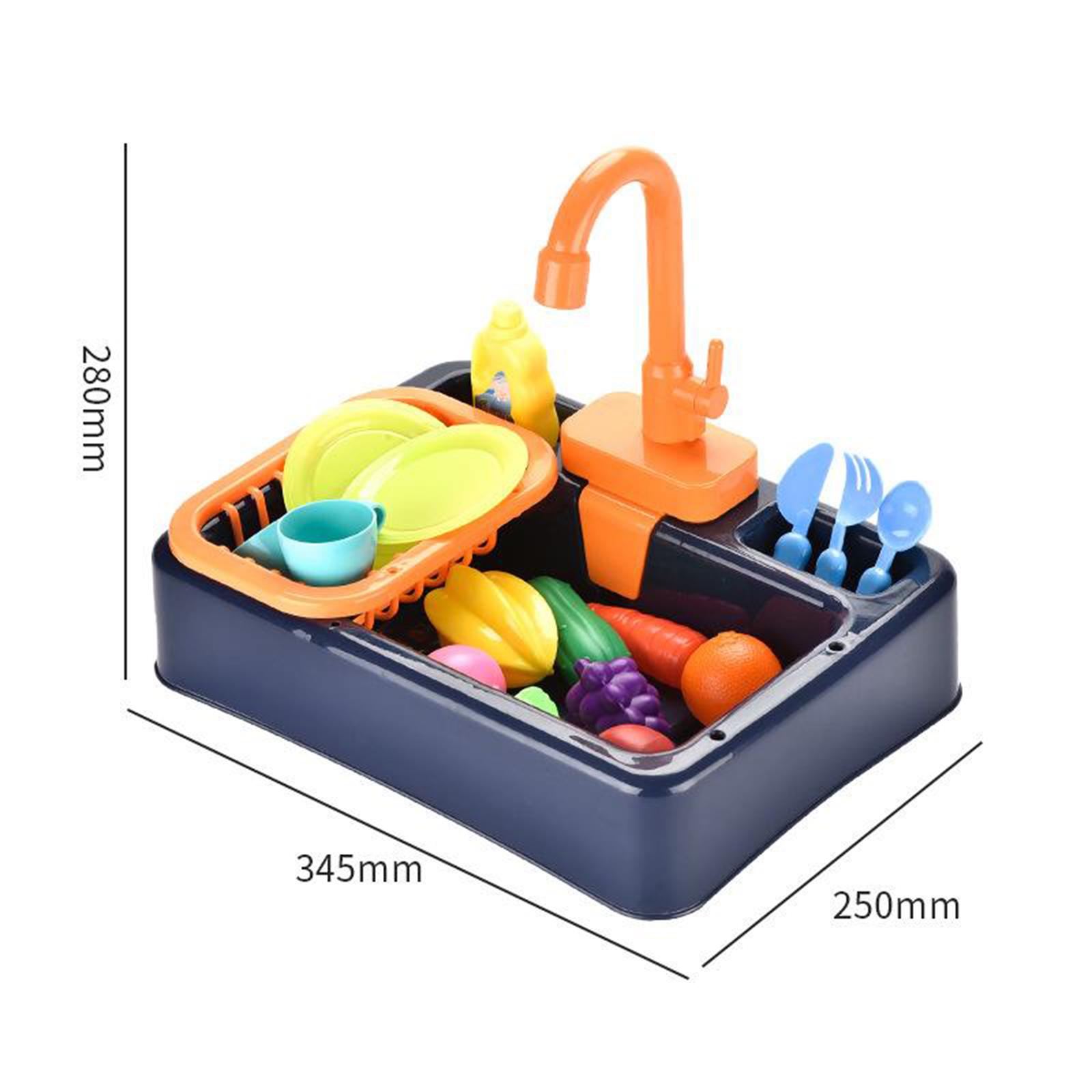 Play Sink Toys, Electric Dishwasher Playing Toy with Running Water,Pretend Play Kitchen Toys Set,with Playfood and Working Faucet,Pretend Role Play
