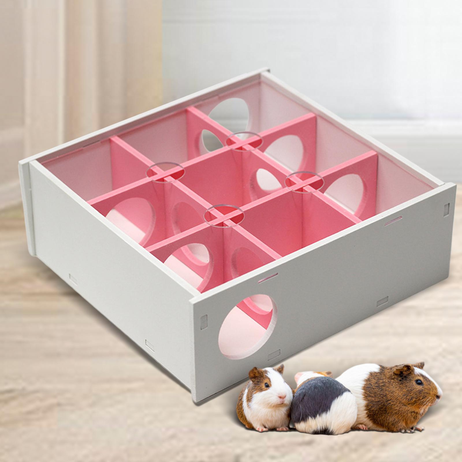 Wooden Maze Tunnel Toy with Transparent Acrylic Cover, Small Animals Gerbil Labyrinth Dwarf Hamster Play Toys