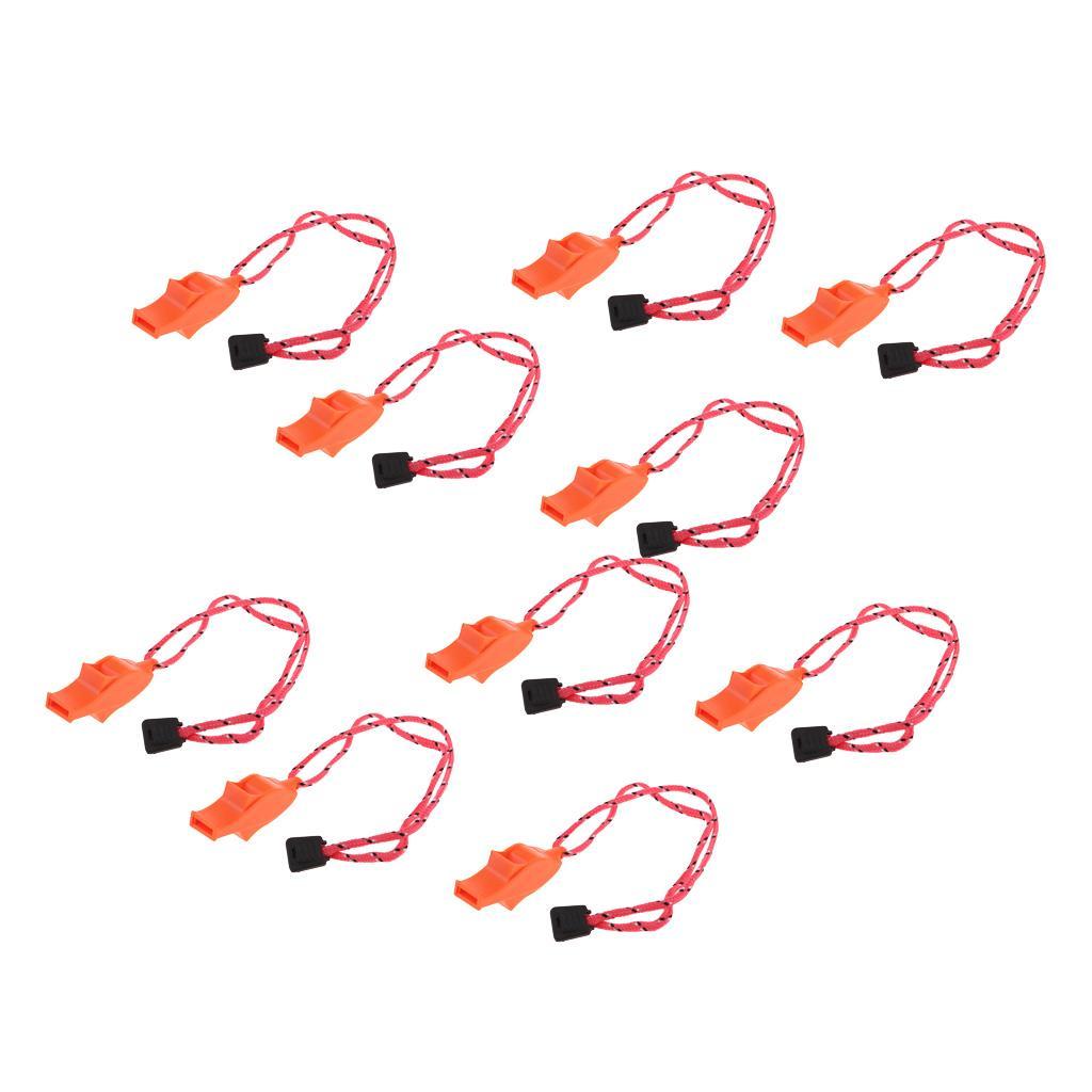 10 Pack Emergency Whistles, High Pitch Survival Signal Whistle with Lanyard for Outdoor Camping Hiking Boating Hunting Fishing