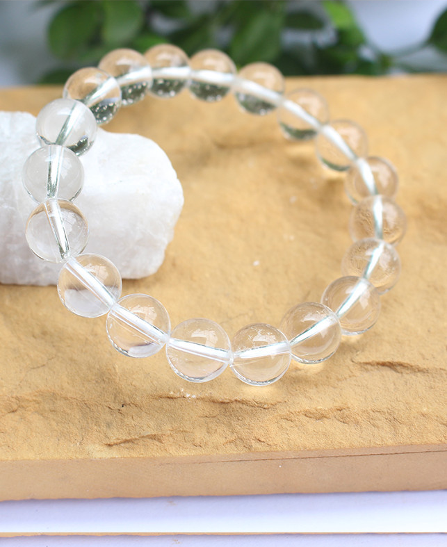 Vòng tay Đá phong thủy Thạch Anh Trắng cho Tuổi Ngọ 10ly AKO3